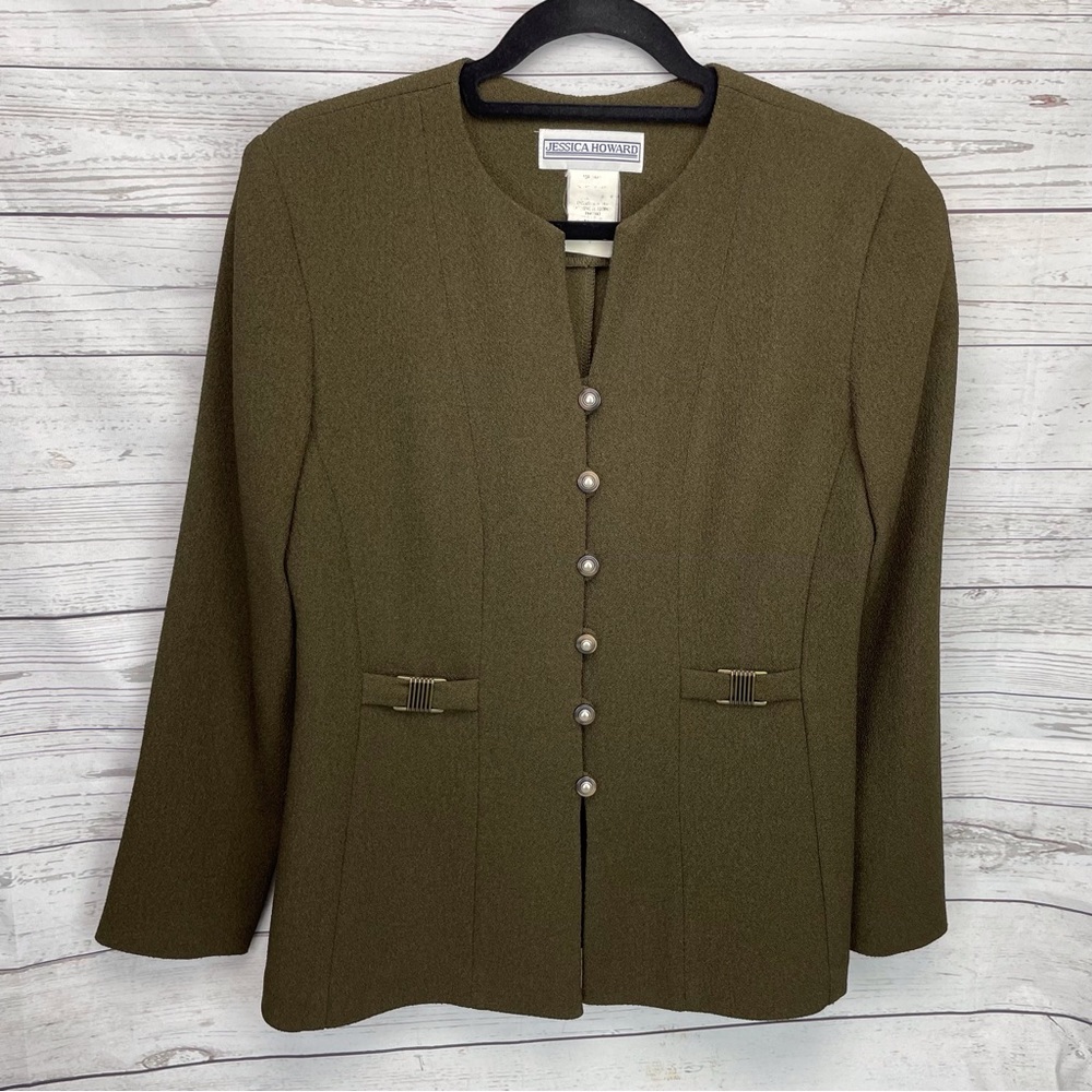 🍁 Vintage Jessica Howard Pearl Button Blazer Jacket Coat sz 6